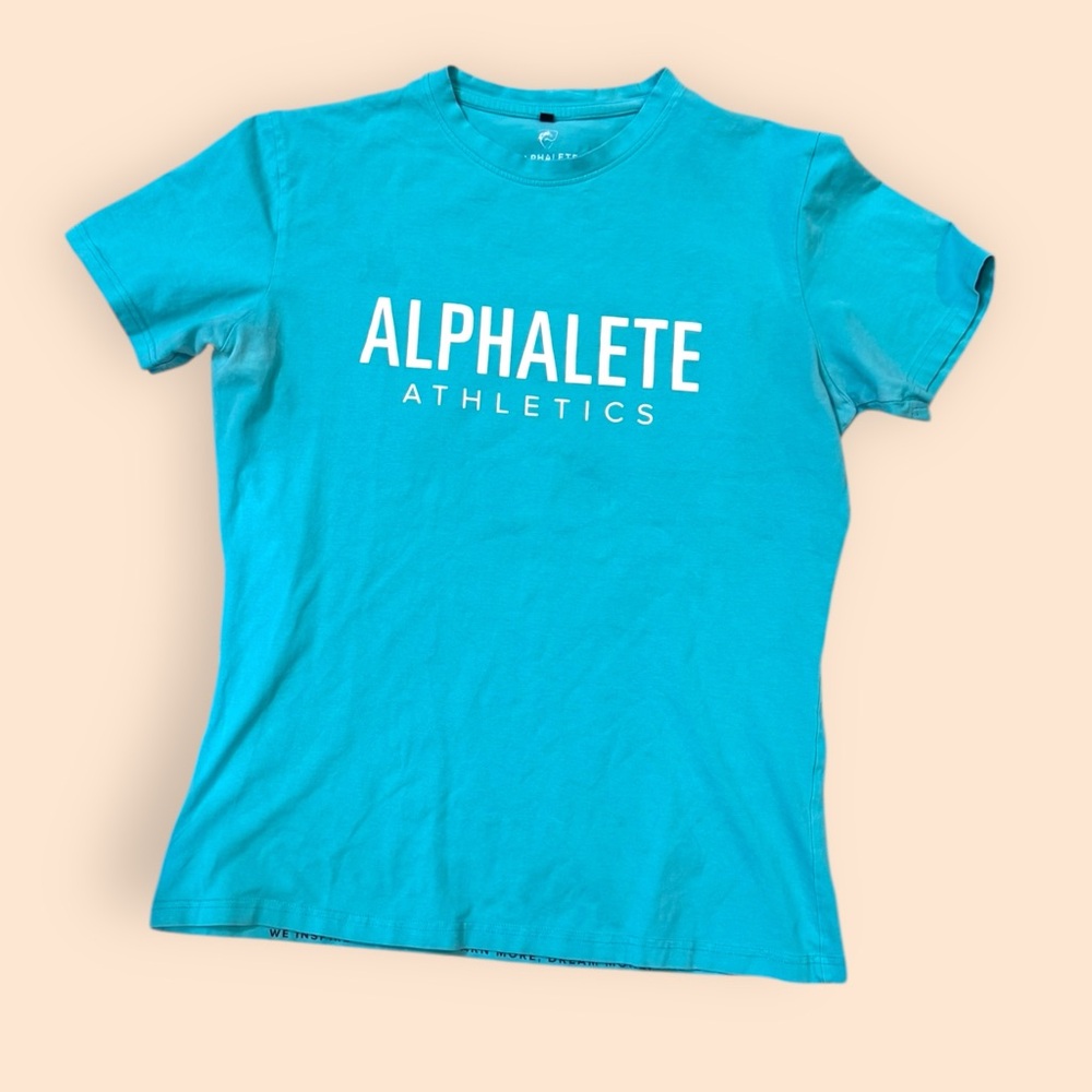 Alphalete Logo T Shirt Men’s Large Teal Fitness Gym Performance Fit